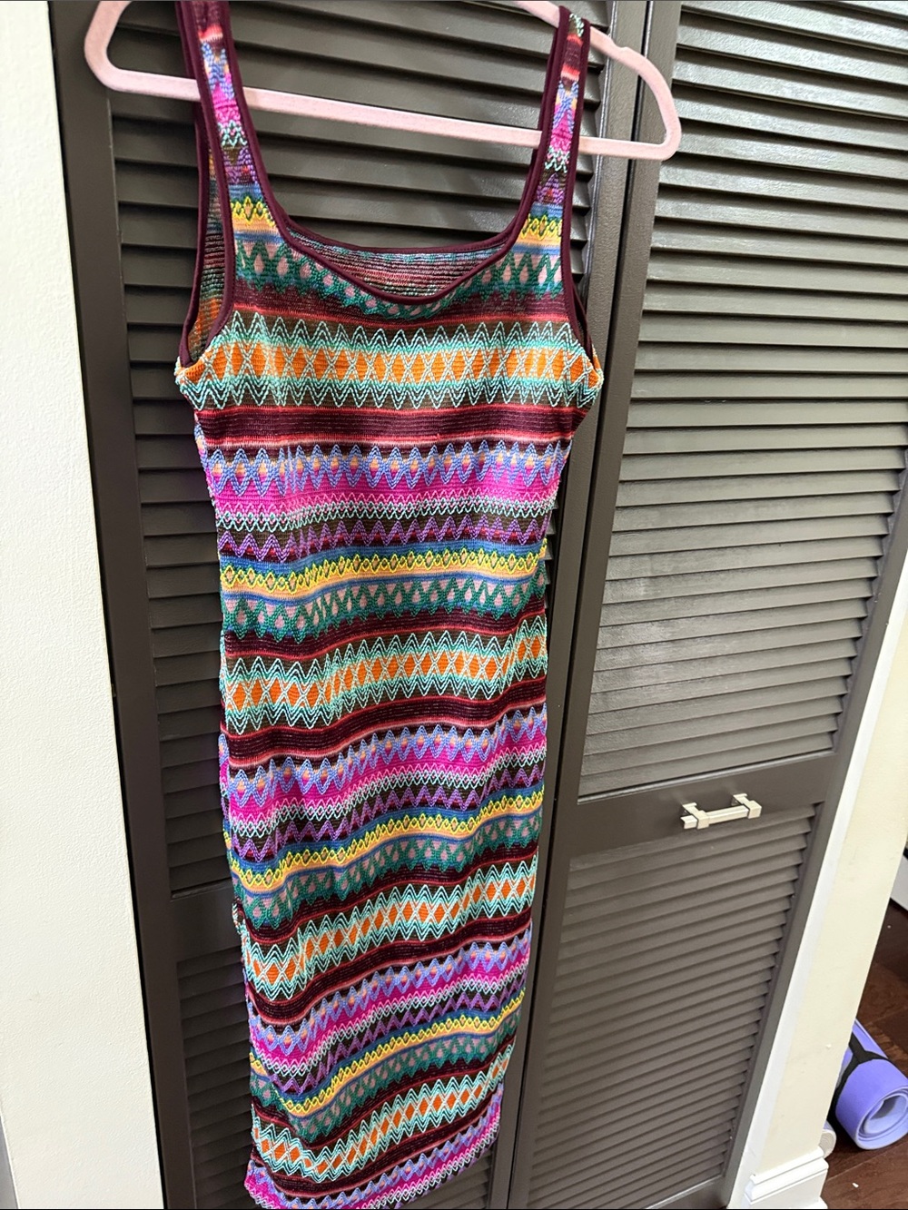 SHEIN Multicolor Striped Knit Midi Tank Dress